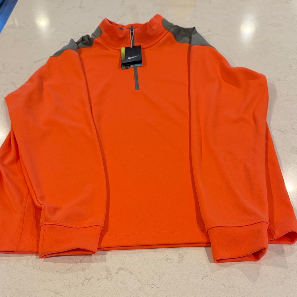 Nike Orange Half-Zip Pullover with Gray Shoulder Panels
